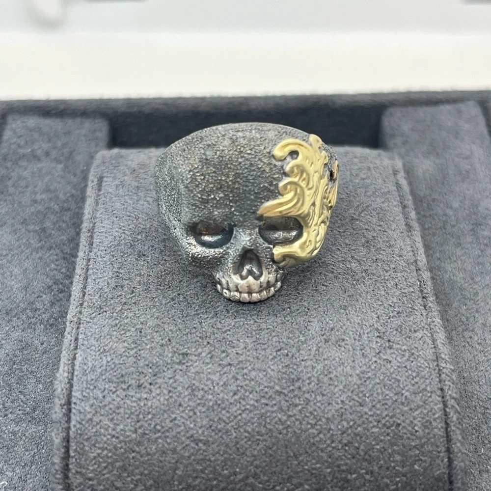 David Yurman Men's Skull Ring with 18k yellow gold